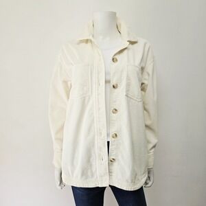 Madewell Corduroy Yorkway Shirt Jacket Shacket Size XS Cream Pockets Relaxed